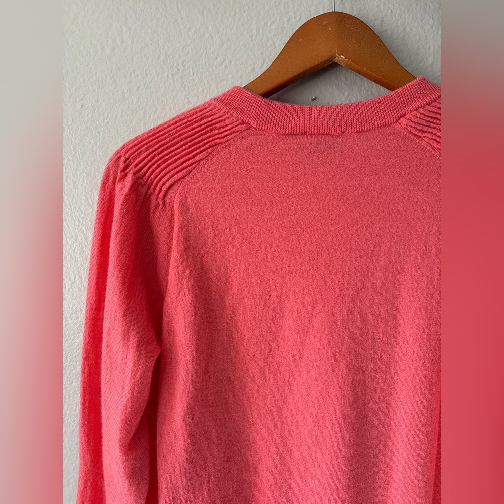 Talbots 100% Merino Wool Pleated Shoulder Sweater Coral Pink Women’s Medium - Picture 5 of 9